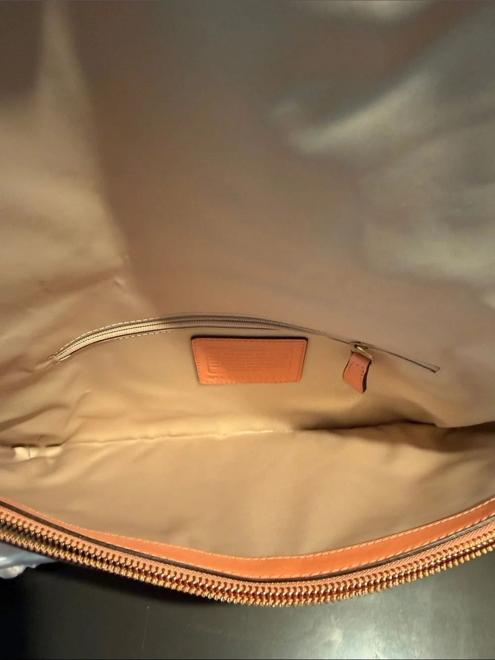 Coach Coral Pink Leather Clutch with Gold Turnlock